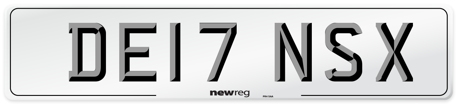 DE17 NSX Number Plate from New Reg